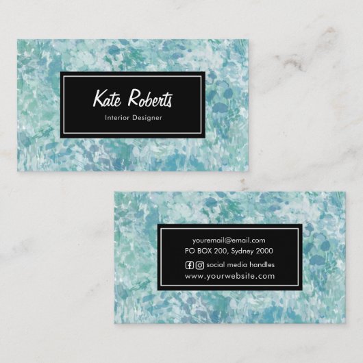 Blue Minty Waterverf visitekaartje | creatief (Voorkant / Achterkant)