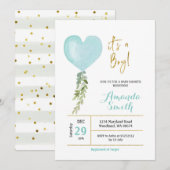 Blue Miny Balloon boy baby shower uitnodiging (Voorkant / Achterkant)