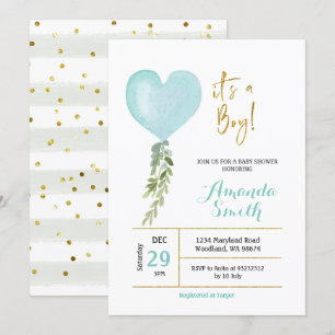 Blue Miny Balloon boy baby shower-uitnodiging Kaart