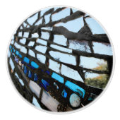 Blue Mirror Mosaic Keramische Knop (Voorkant)
