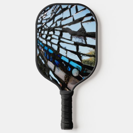 Blue Mirror Mosaic Pickleball Paddle (Voorkant)