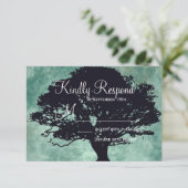 Blue Mist Oak Tree Silhouette Weddenschap RSVP-kaa RSVP Kaartje (Staand voorkant)
