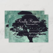 Blue Mist Oak Tree Silhouette Weddenschap RSVP-kaa RSVP Kaartje (Voorkant / Achterkant)