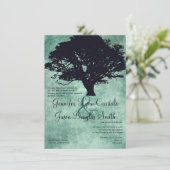 Blue Mist Oak Tree Silhouette Wedding Invitations Kaart (Staand voorkant)