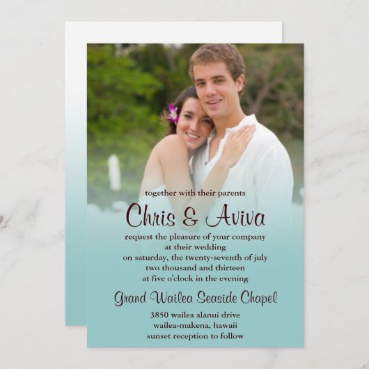 Blue Mist Photo Invitations Kaart (Voorkant / Achterkant)