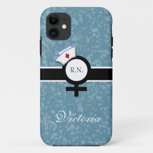 Blue Mist+Vrouw Sign+Nurse Pet/Naam iPhone 11 Hoesje