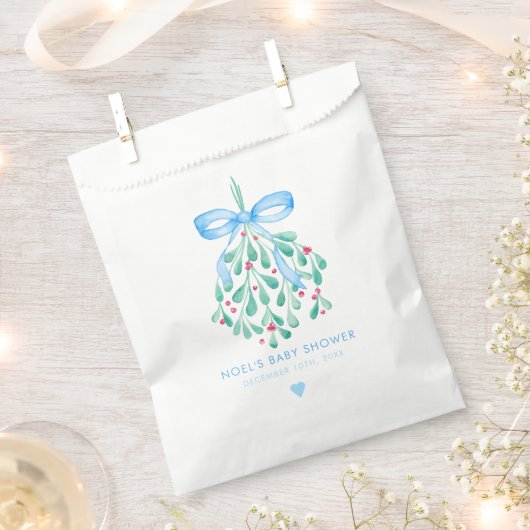 Blue Mistletoe Baby shower Favoriet Bag Bedankzakje (Geknipt)