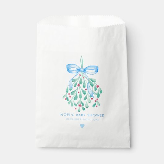 Blue Mistletoe Baby shower Favoriet Bag Bedankzakje (Voorkant)