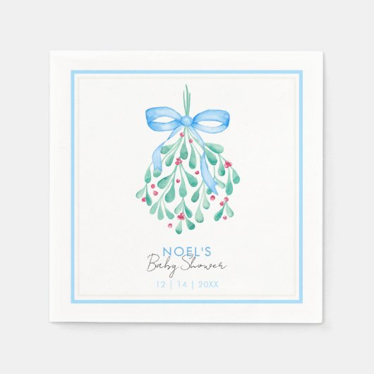 Blue Mistletoe Baby shower servetten (Voorkant)