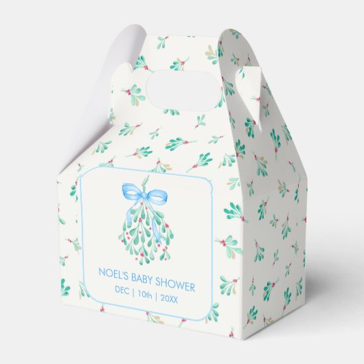 Blue Mistletoe Winter Baby shower Favoriet Box Bedankdoosjes (Achterkant)