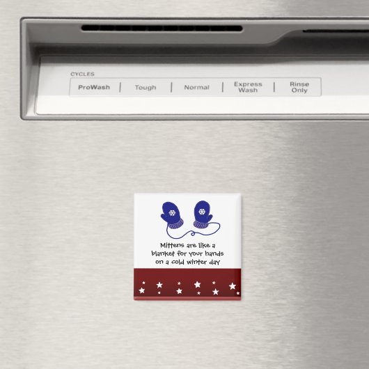 Blue Mittens met Winter Gezegde Magneet (Insitu (Vaatwasser))