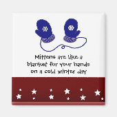 Blue Mittens met Winter Gezegde Magneet (Voorkant)
