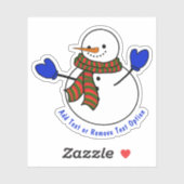 Blue Mittens Sneeuwman Kerstmis Sticker (Vel)