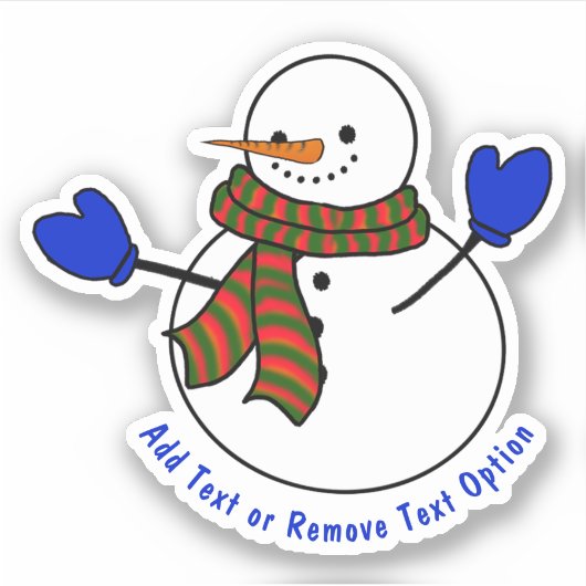 Blue Mittens Sneeuwman Kerstmis Sticker (Voorkant)