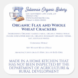 Blue Mixer Bread Bakery Pastry Chef Food Product Vierkante Sticker