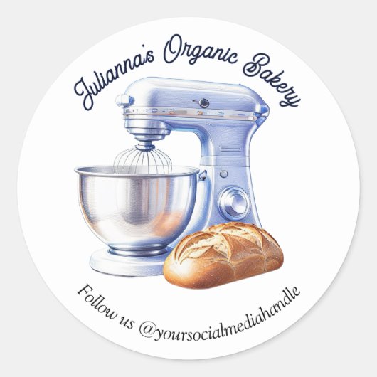 Blue Mixer Bread Bakery Pastry Chef Ronde Sticker (Voorkant)