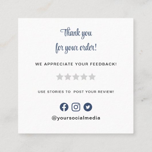 Blue Mixer Dank u Vierkante Visitekaartje (Achterkant)