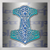 Blue Mjölnir over Tengwar Poster (Voorkant)