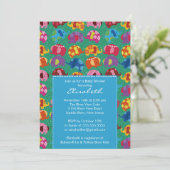 Blue Mod Elephant Boy Baby shower Invitation Kaart (Staand voorkant)