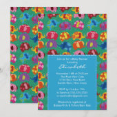 Blue Mod Elephant Boy Baby shower Invitation Kaart (Voorkant / Achterkant)