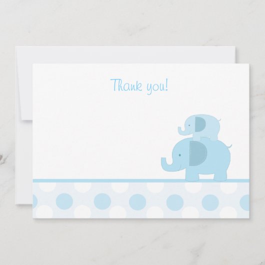 Blue Mod Elephant Flat Hartelijk dank Notitiekaartje (Voorkant)