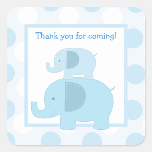 Blue Mod Elephants Square Envelope Seals 20 Vierkante Sticker (Voorkant)