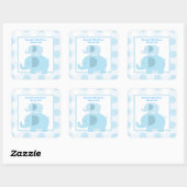 Blue Mod Elephants SQUARE Favor Sticker - Blauw (Vel)