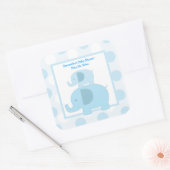 Blue Mod Elephants SQUARE Favor Sticker - Blauw (Envelop)
