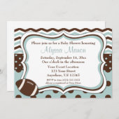 Blue Mod Football Baby shower Invitation Kaart (Voorkant / Achterkant)