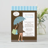 Blue Mod Ma Baby Shoppe Boy Baby shower Kaart (Staand voorkant)