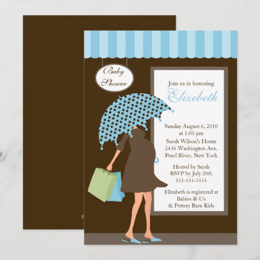 Blue Mod Ma Baby Shoppe Boy Baby shower Kaart (Voorkant / Achterkant)