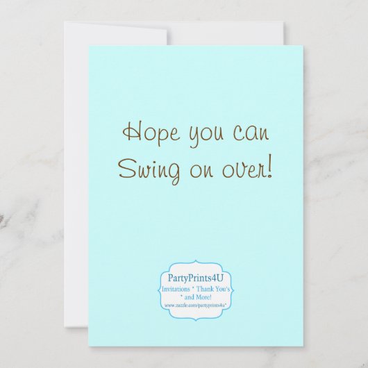 Blue Mod Monkey Boys Birthday Party nodigt uit Kaart (Achterkant)