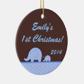 Blue Mod Olifant Jungl Gepersonaliseerde naam Orna Keramisch Ornament (Rechts)