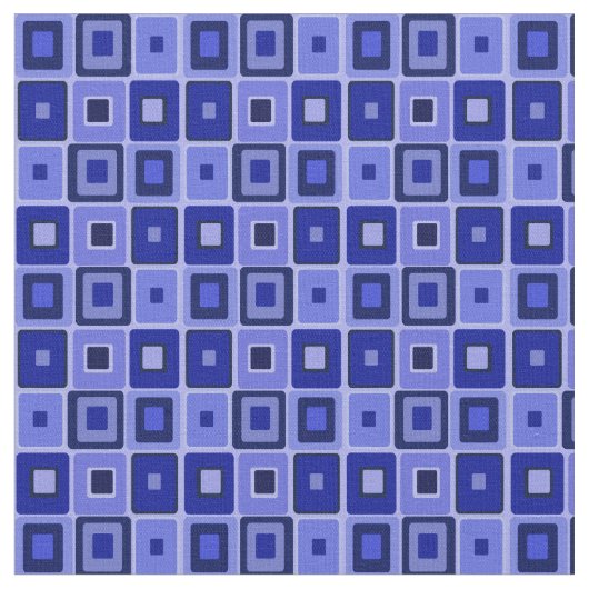 Blue Mod Square Fabric Stof (Close Up)