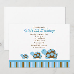 Blue Mod Turtles 5x7 Birthday Uitnodiging