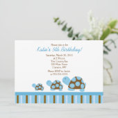 Blue Mod Turtles 5x7 Birthday Uitnodiging (Staand voorkant)