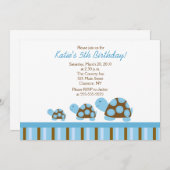 Blue Mod Turtles 5x7 Birthday Uitnodiging (Voorkant / Achterkant)