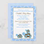 Blue Mod Turtles (Dot) Boy Baby shower Invitation Kaart (Voorkant / Achterkant)