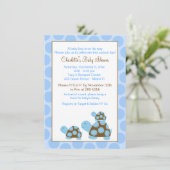 Blue Mod Turtles (Dot) Boy Baby shower Invitation Kaart (Staand voorkant)