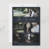 Blue Modern 3 Wedding Engagement Photos Collage (Voorkant)