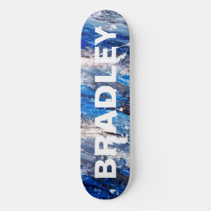 Blue Modern Abstract Aangepaste Aangepaste Naam Persoonlijk Skateboard