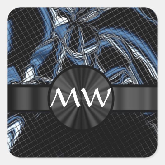 Blue Modern abstracte cyborg Vierkante Sticker (Voorkant)