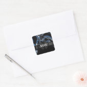 Blue Modern abstracte cyborg Vierkante Sticker (Envelop)
