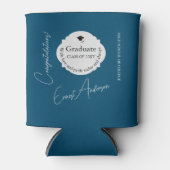 Blue Modern Afstuderen Gefeliciteerd Afstuderen Blikjeskoeler (Voorkant)