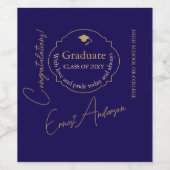 Blue Modern Afstuderen Gefeliciteerd Afstuderen Wijn Etiket (Enkel label)