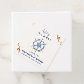 Blue Modern Ahoy Nautical Boy Baby shower Bedankjes Labels (In situ)