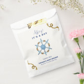 Blue Modern Ahoy Nautical Boy Baby shower Bedankzakje (Gezegeld)