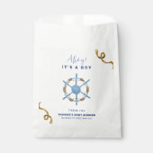 Blue Modern Ahoy Nautical Boy Baby shower Bedankzakje (Voorkant)