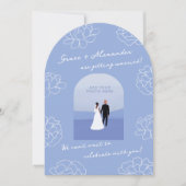 Blue Modern Arch Botanische bruiloft uitnodiging (Voorkant)