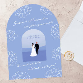 Blue Modern Arch Botanische bruiloft uitnodiging